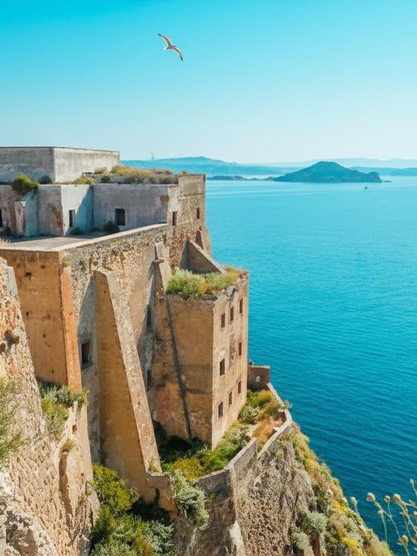 Panoramic photo spot at Terra Murata above the sea in Procida